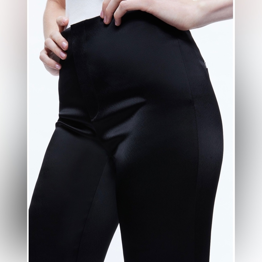 Alice + Olivia Teeny Satin Bootcut Pant Black - Picture 3 of 11